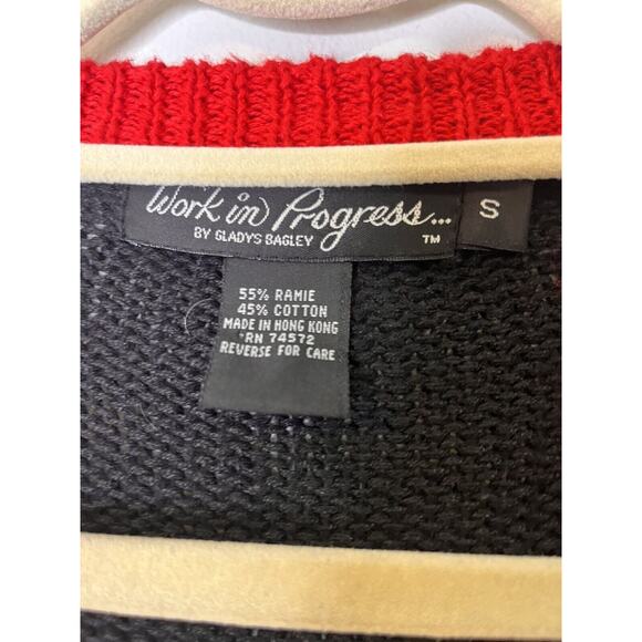 Work in Progress Gladys Bagley Vintage Christmas Ugly Sweater Cardigan sz small - Picture 5 of 7